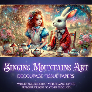 Whimsical Tea Party Fantasy Garden Decoupage Tissuepapier