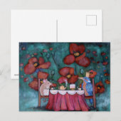 Whimsical Tea Party Muis en Vogel Briefkaart (Voorkant / Achterkant)