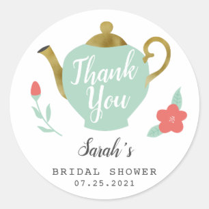 Whimsical Tea Party Vrijgezellenfeest Favor Ronde Sticker