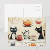 Whimsical Tea Pot Katten Briefkaart (Voorkant / Achterkant)