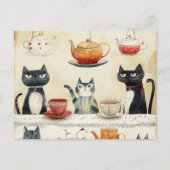 Whimsical Tea Pot Katten Briefkaart (Voorkant)