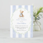 Whimsical Teddy Bear Baby Shower Boy Kaart (Staand voorkant)