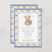 Whimsical Teddy Bear Baby Shower Kaart (Voorkant / Achterkant)