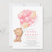 Whimsical Teddy Girls Baby shower Invitation (Devant)