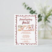 Whimsical Thanksgiving Friendsgiving Dinner Custom Briefkaart (Staand voorkant)