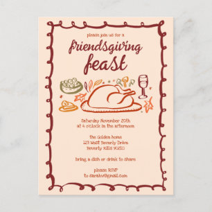 Whimsical Thanksgiving Friendsgiving Dinner Custom Briefkaart