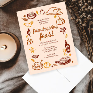 Whimsical Thanksgiving Friendsgiving Dinner Custom Briefkaart