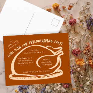 Whimsical Thanksgiving Friendsgiving Dinner Custom Briefkaart