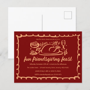 Whimsical Thanksgiving Friendsgiving Dinner Custom Briefkaart