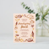 Whimsical Thanksgiving Friendsgiving Dinner Custom Briefkaart (Staand voorkant)