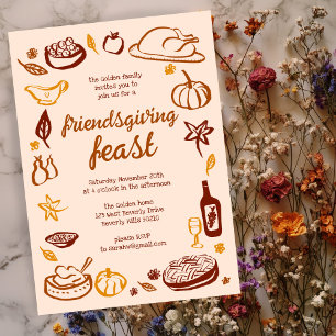 Whimsical Thanksgiving Friendsgiving Dinner Custom Kaart
