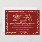 Whimsical Thanksgiving Friendsgiving Dinner Custom Kaart (Voorkant)
