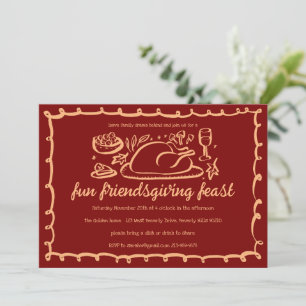 Whimsical Thanksgiving Friendsgiving Dinner Custom Kaart