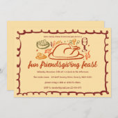 Whimsical Thanksgiving Friendsgiving Dinner Custom Kaart (Voorkant / Achterkant)