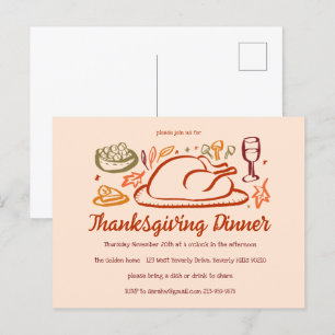 Whimsical Thanksgiving Friendsgiving Dinner Party Briefkaart