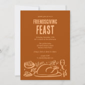 Whimsical Thanksgiving Friendsgiving Dinner Party Kaart (Voorkant)
