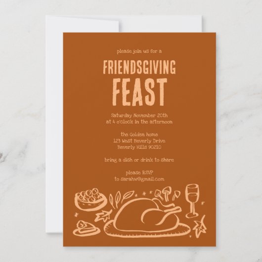 Whimsical Thanksgiving Friendsgiving Dinner Party Kaart (Voorkant)
