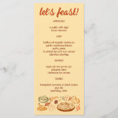 Whimsical Thanksgiving Friendsgiving Holiday CUSTO Menu (Voorkant)
