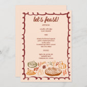 Whimsical Thanksgiving Vakantie Vegetarisch CUSTOM Menu (Voorkant / Achterkant)