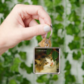 Whimsical The Cat en de Camellia Leaf Sleutelhanger (Hand)