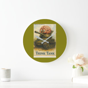 Whimsical Think Tank Cartoon Ontwerp Grote Klok
