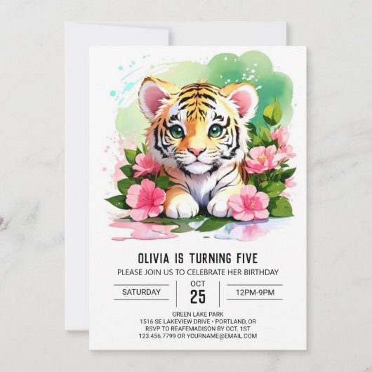 Whimsical Tiger Cub Oerwoud Birthday Kaart (Voorkant)