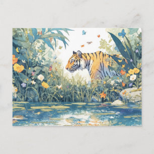 Whimsical Tiger van Watercolor River Briefkaart