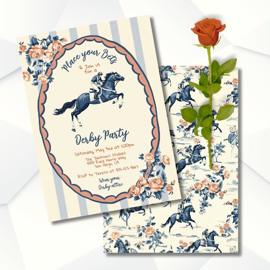 Whimsical Toile Derby Party Kaart