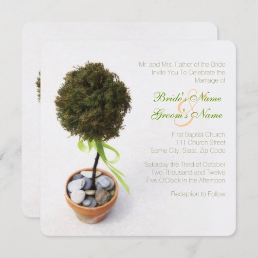 Whimsical Topiary Tree Weddenschap Kaart (Voorkant / Achterkant)