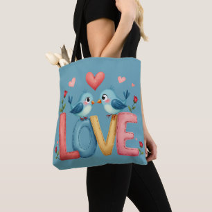 Whimsical Tortelduifjes Pastel Cottagecore Art Draagtas