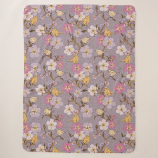 Whimsical Trailing Florals and Birds - Lavendel Sherpa Deken