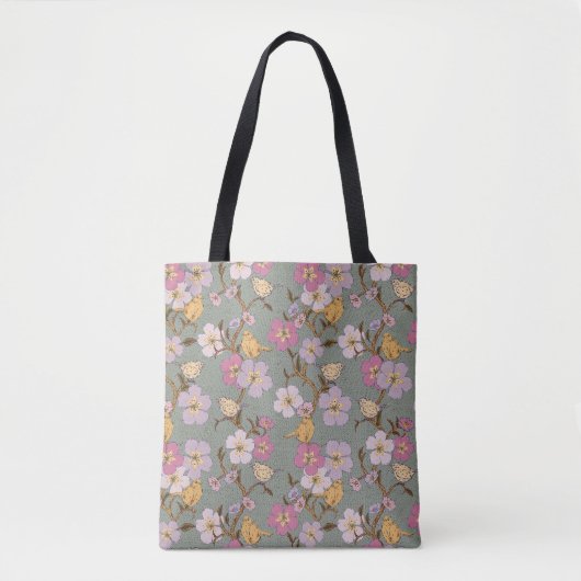 Whimsical Trailing Florals and Birds - Sage Green Draagtas (Voorkant)