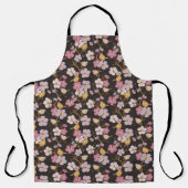 Whimsical Trailing Florals and Birds - Zwart/Grijs Schort (Voorkant)