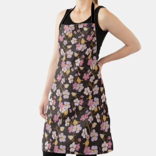 Whimsical Trailing Florals and Birds - Zwart/Grijs Schort