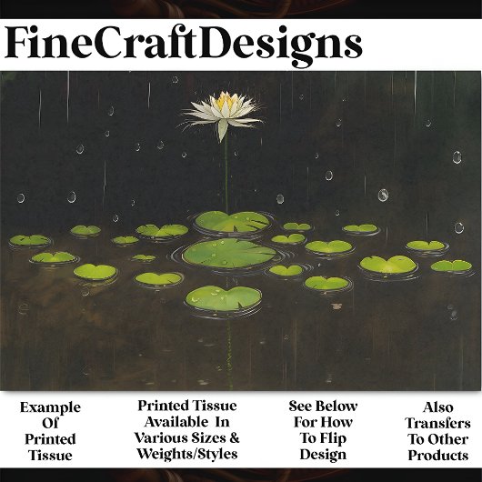 Whimsical Tranquil Lily Pond BP5B Decoupage Tissuepapier