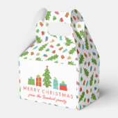 Whimsical Tree & Gifts Vrolijk Kerstfeest Bedankdoosjes (Voorkant Zijde)