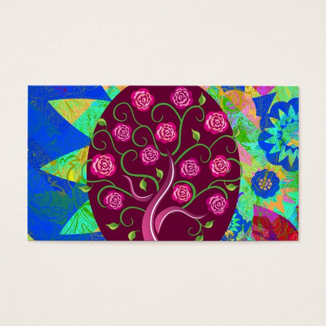 Whimsical Tree of Life Roses Colorful Abstrait (Devant)