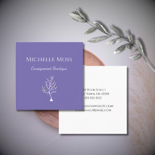 Whimsical Tree of Life Tekening Boho Paarse Vierkante Visitekaartje