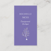 Whimsical Tree of Life Tekening Boho Paarse Visitekaartje (Voorkant)