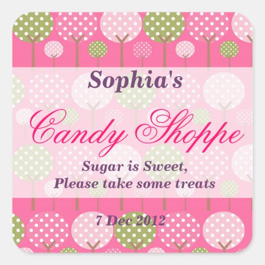 Whimsical Tree Snoep Shoppe Sticker (Voorkant)