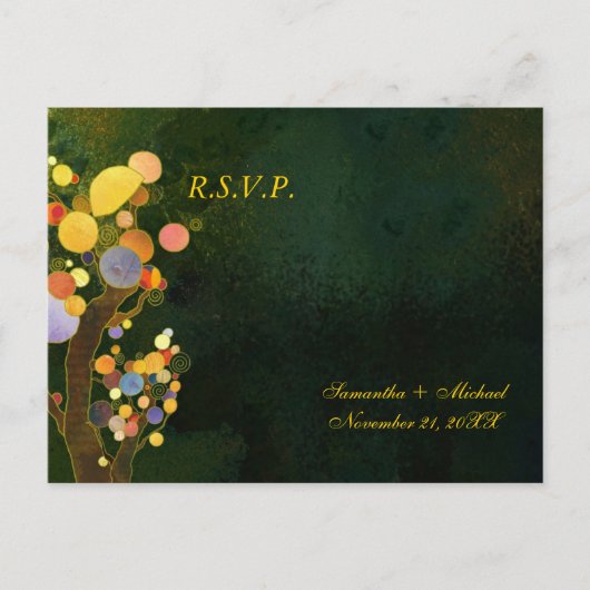 Whimsical Tree Wedding RSVP Uitnodiging Briefkaart (Voorkant)