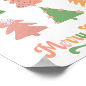 Whimsical Trees Groovy Vrolijk Kerstfeest Poster (Hoek)