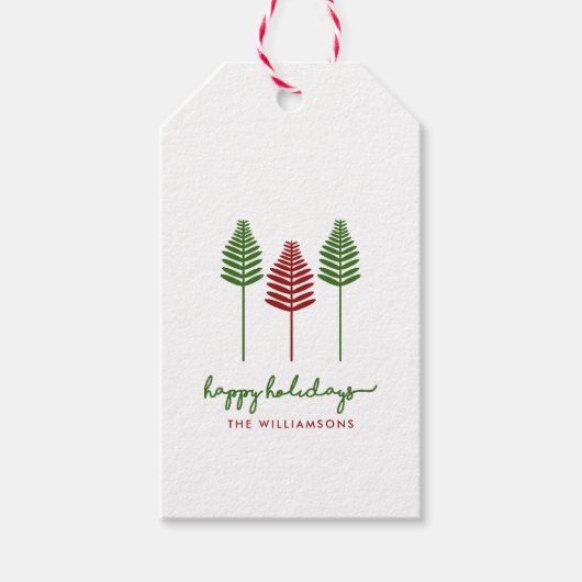 Whimsical Trees Holiday Cadeaulabel (Voorkant)