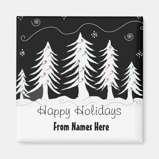 Whimsical Trees in Black and White Magneet (Voorkant)