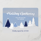 Whimsical Trees in Winter Foil Invitation (Recto)