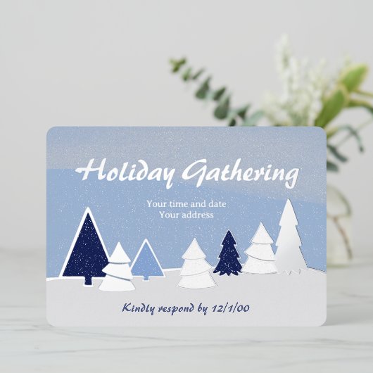 Whimsical Trees in Winter Foil Invitation (Debout devant)