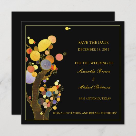 Whimsical Trees Save the Date Wedding Invitations (Voorkant / Achterkant)
