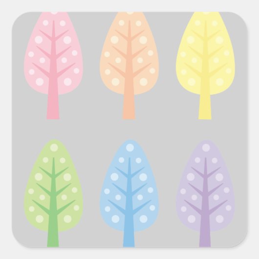 Whimsical Trees Vierkante Sticker (Voorkant)
