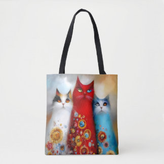 Whimsical Trio of Cats Draagtas