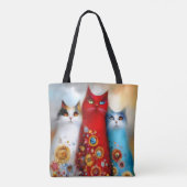 Whimsical Trio of Cats Draagtas (Achterkant)